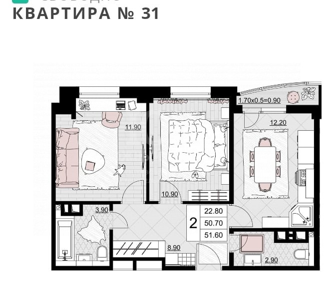 Продажа 2-комнатной квартиры, Анапа, Межсанаторный проезд.,  дом 20